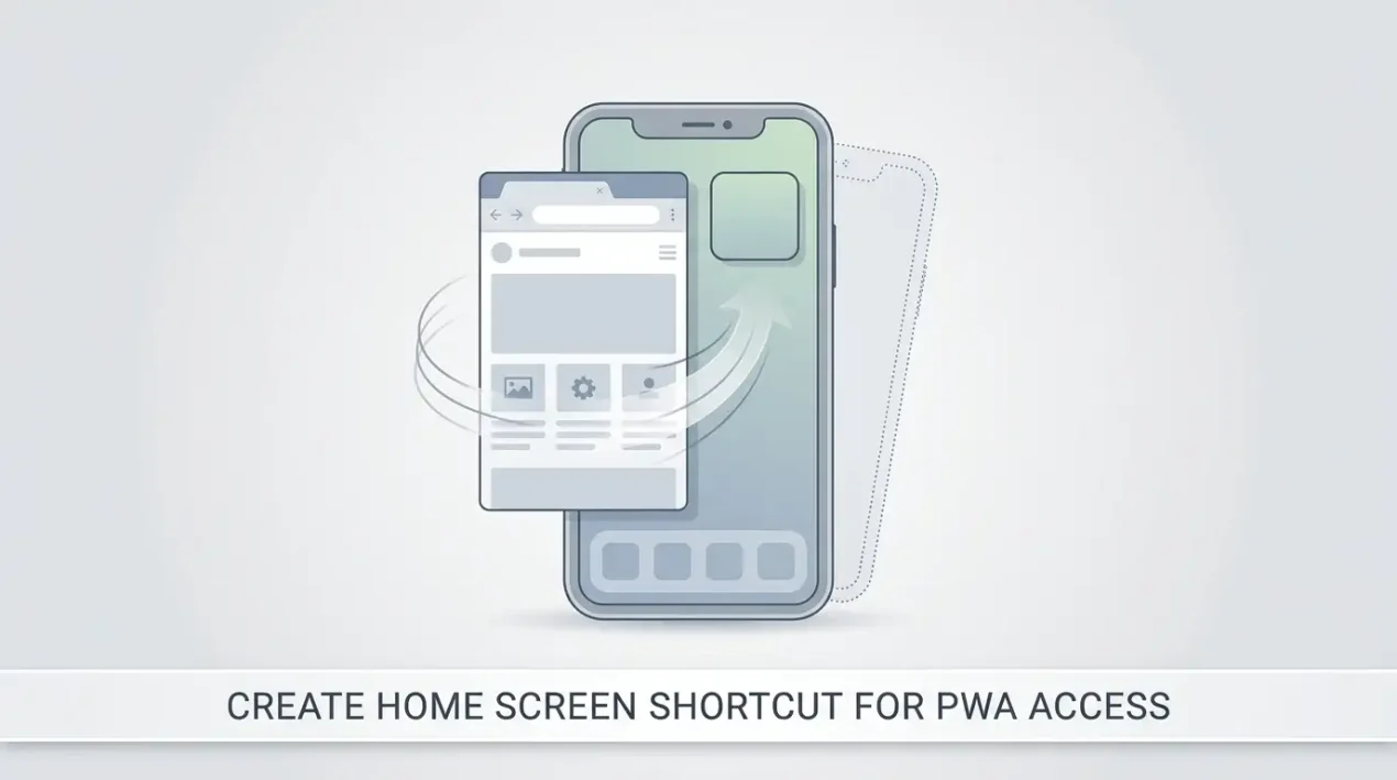 Editorial illustration of a smartphone showing a generic browser and progressive web app shortcut for mobile casino access